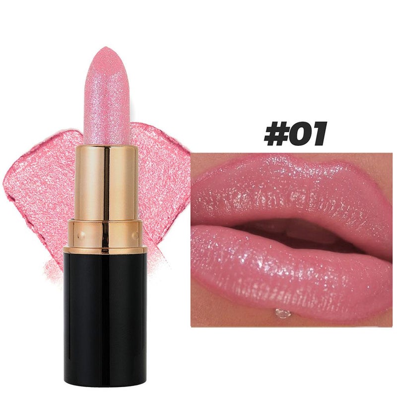 LEAF P0EM Metallic Pearl Lipstick, Shimmering Lip Gloss, Moisturizing and Long-Lasting Lip Tint in 6 Colors